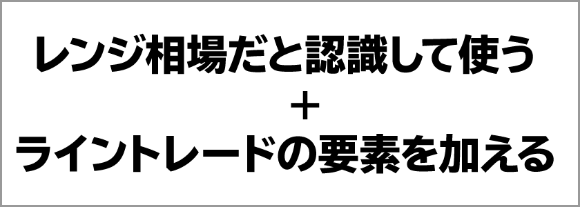 レンジ相場だと認識して使う
　＋
ライントレードの要素を加える