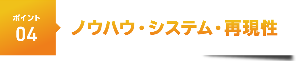 ポイント４　ノウハウ・システム・再現性